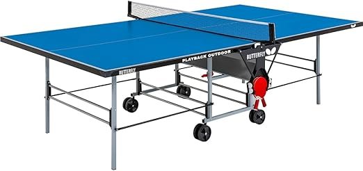 Butterfly Outdoor Playback Rollaway Ping Pong Table - Regulation Size - Integrated Net Set - Racket